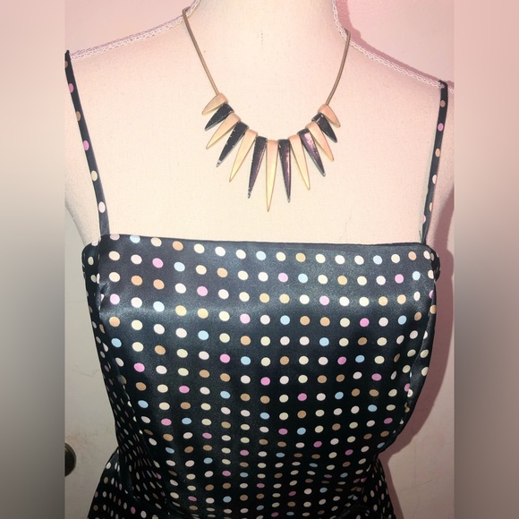 CDC Caren Desiree Black Fit & Flare, Spaghetti Strap Polka Dot Midi Dress, SZ 06 - Picture 6 of 16